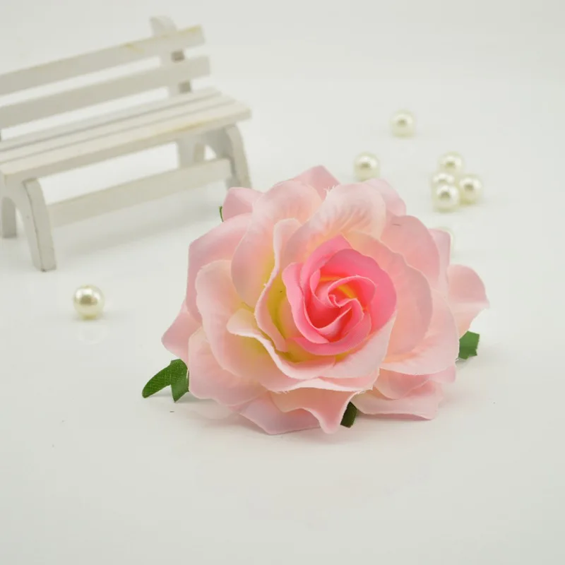 pink 10 см, 5 шт., искусственный цветок, голова, шелк, Цветущая Роза, для свадьбы, автомобиля, Decora, сделай сам, гирлянда, материал, имитация, дешевый искусственный цветок - Цвет: pink
