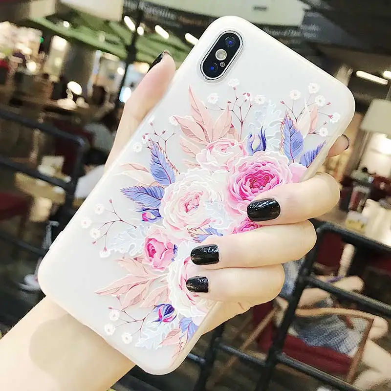 Flower Patterned Case For iPhone XS Max XR 6 6S 8 Plus X Soft Silicone Floral Protect TPU Cover Back Cases iphone 7 |