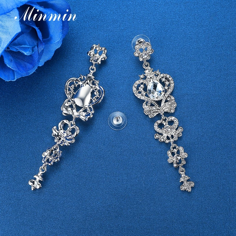 Minmin Blue / White Butterfly Crystal Earrings for Women Top Quality Jewelry Drop Long Wedding EH163 | Украшения и аксессуары