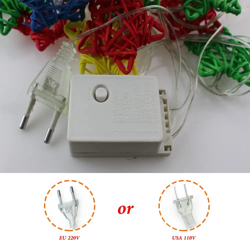 Новые горячие AC110V ~ 220В RGB мигающие светодиодные гирлянды Рождественские огни 5 м/20