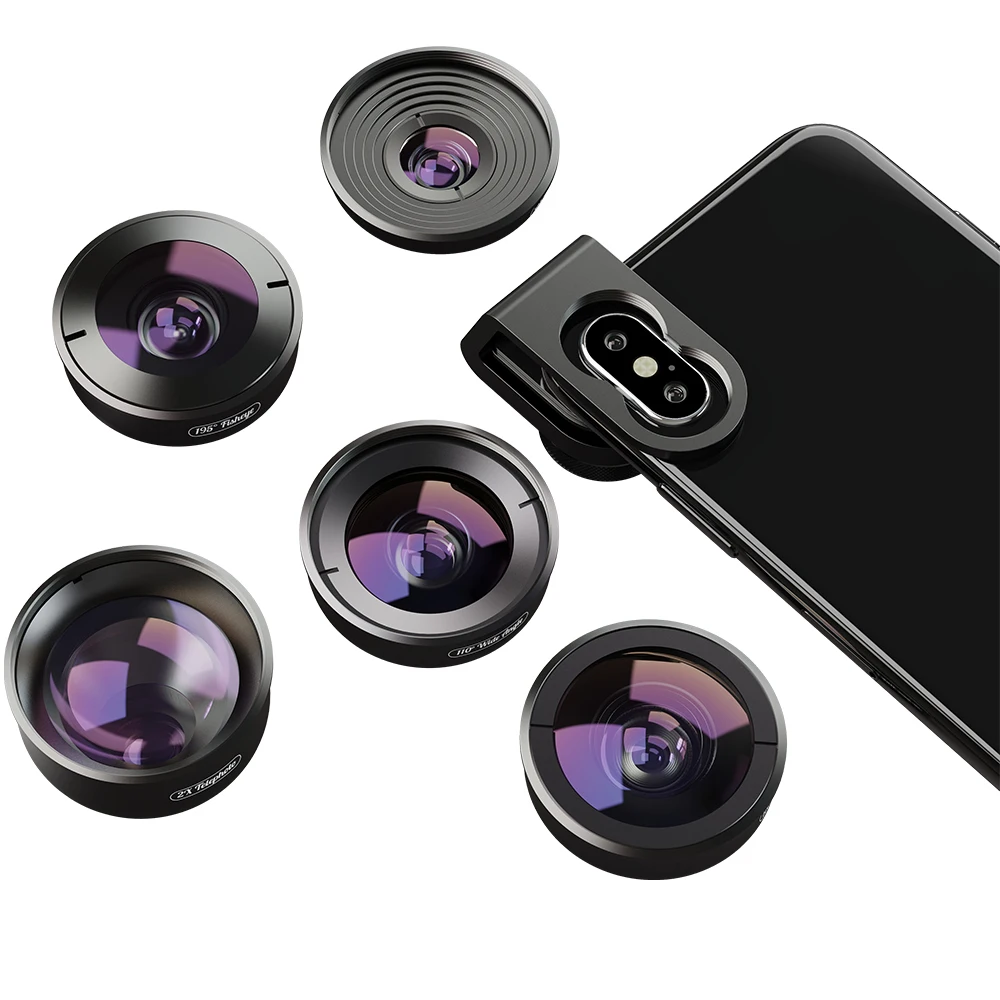 APEXEL 5в1 чехол для объектива мобильного телефона Комплект для фотосъемки HD рыбий глаз супер широкий угол 4K макро телескоп набор объективов для samsung iPhone