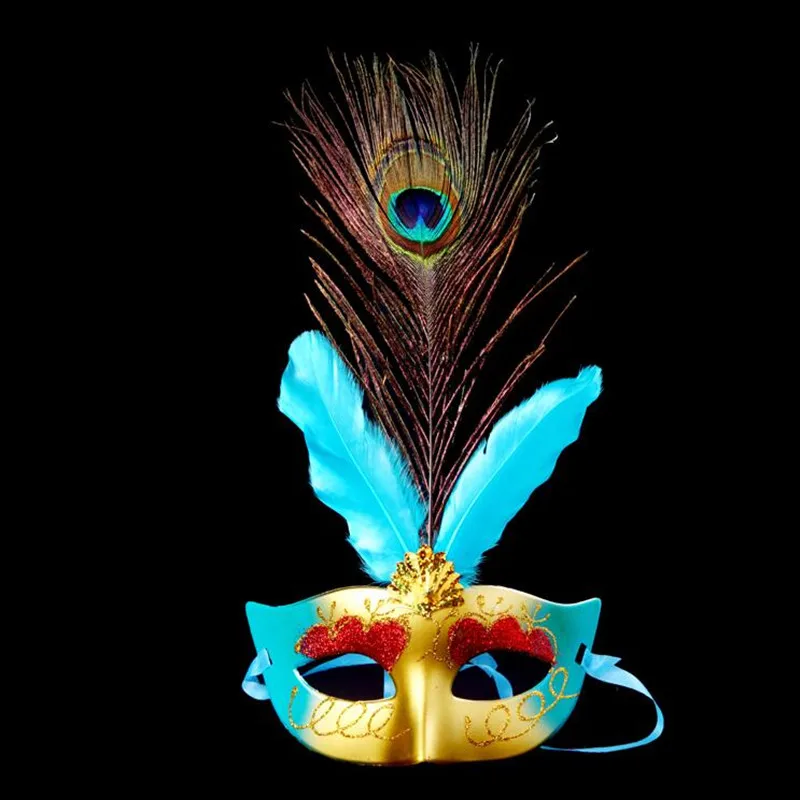 

NewColorful Painting Peacock Feather Mask Women Girls Bar KTV Dance Performance Ball Maks Halloween Party Dress Decor