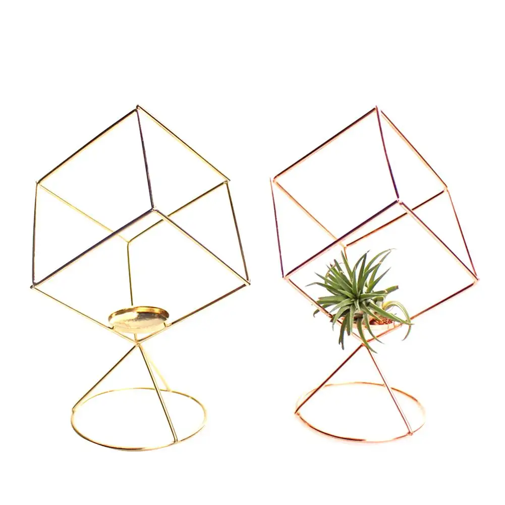 Золотистые железные геометрические подсвечники 3D современный стиль