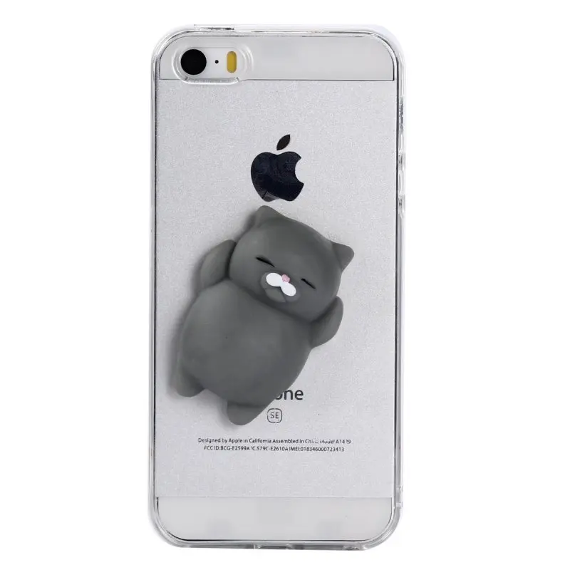 Squishy Case for iPhone 5 5s SE Cover 3D Cute Soft Silicone Pappy Kawaii Cat Kitty Capinha Para On The 5se S Etui Coque |