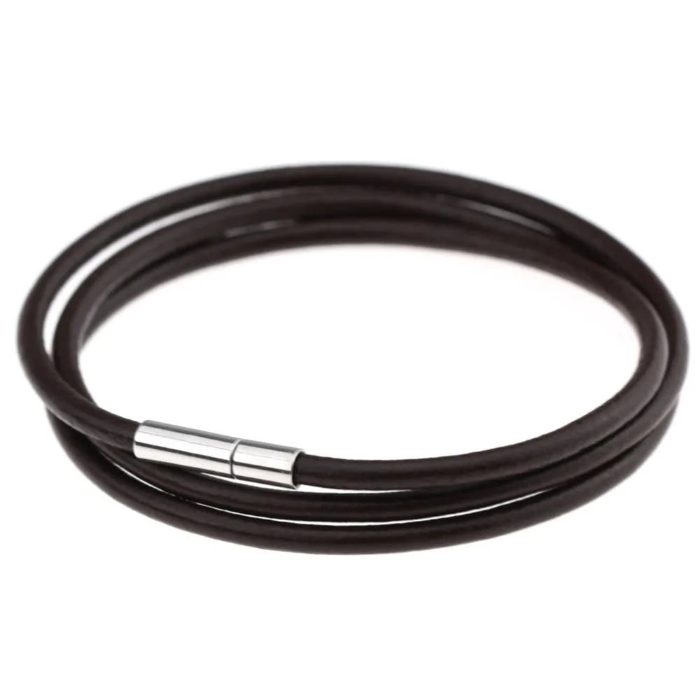 Новая застежка из нержавеющей стали 3 мм тонкий шнур натуральной кожи цепочка