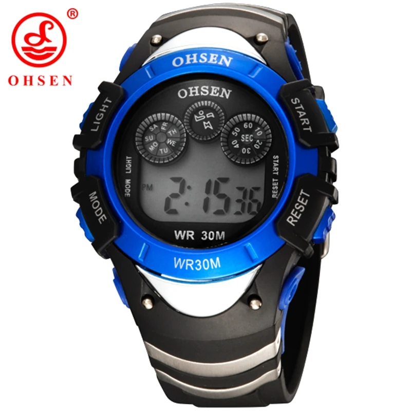 2017 Ohsen цифровой Часы LED для мальчиков наручные часы 30 м Водонепроницаемый