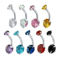 zs 9pcslot stainless steel piercings ombligo mix color piercing nombril crystal belly button rings cute romantic navel piercing