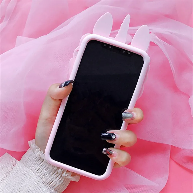 Мягкий силиконовый чехол для iPhone 6 с 3D изображением единорога лошади пони