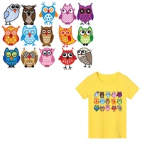 cute small animal owl big icons patches clothing applications applique heat transfer stickers diy t shirt kids washable print e