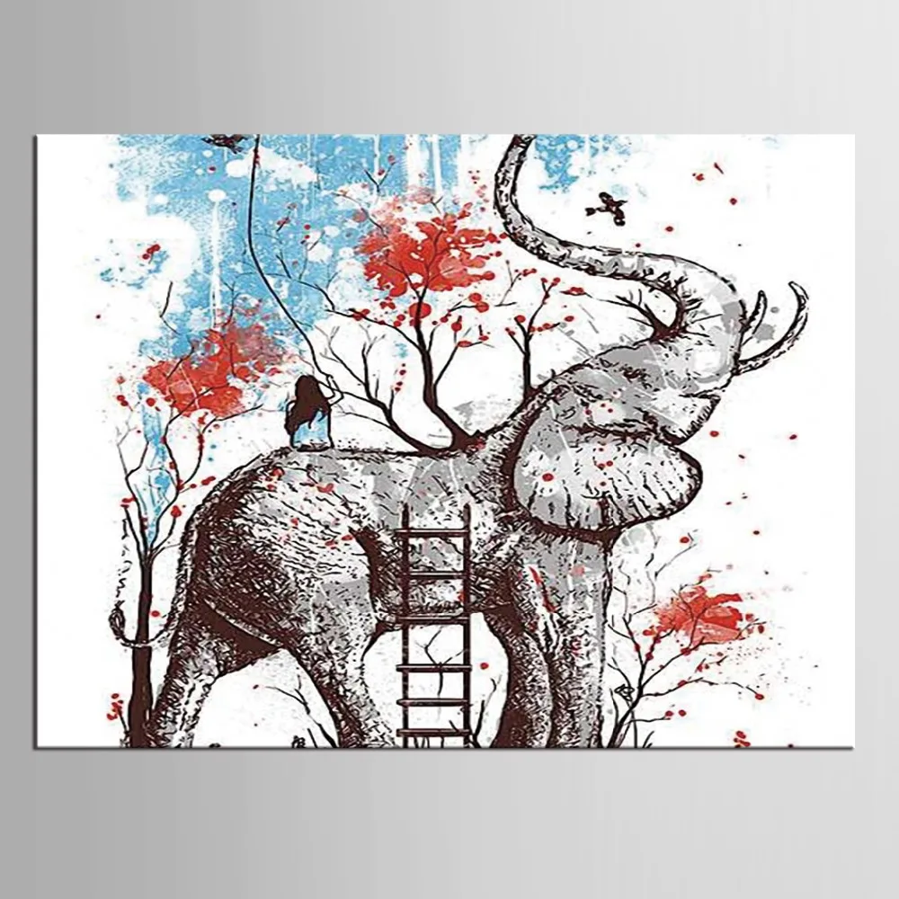 1 панель животных Слон и девушка Картина на холсте HD Печать искусство стене для