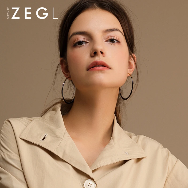 Женские большие серьги ZEGL с круглыми ушками | Украшения и аксессуары