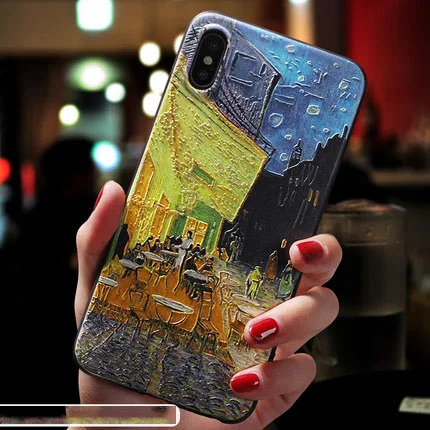 Винтажный рельефный чехол с рисунком звездной ночи маслом для Iphone XS MAX XR 11 PRO X |