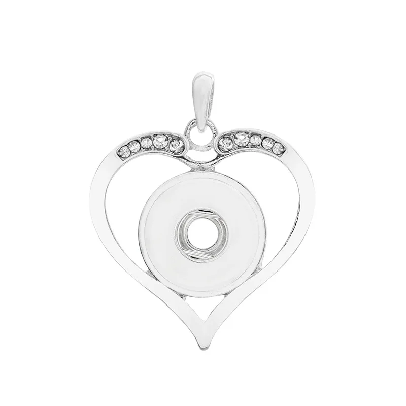 

Interchangeable 202 Charm Jewelry For Women Rhinestones Heart Ginger Snap Button Jewelry Pendants Necklace (fit 18mm button)