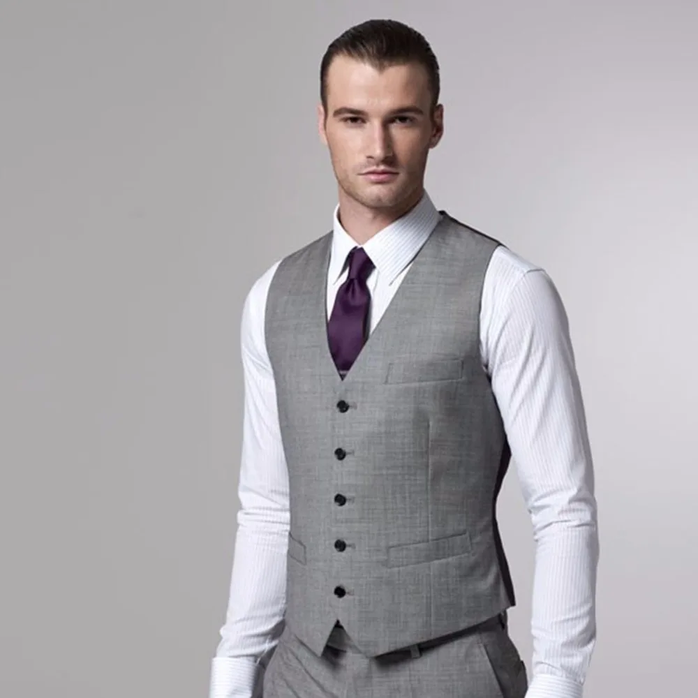 Костюм для жениха из серой кожи сделанный на заказ серый двухцветный тканый