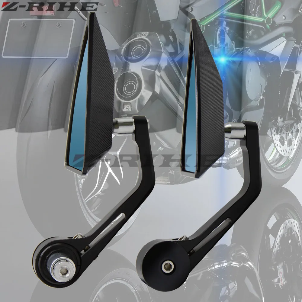 Зеркало заднего вида черное универсальное для мотоцикла 7/8 дюйма BMW Ducati Aprilia Кафе