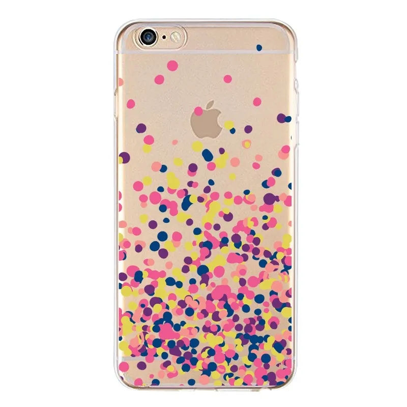 Розовый мягкий прозрачный чехол для телефона из ТПУ iPhone 4/4S 5 5S 6 6plus 7 8plus x с принтом