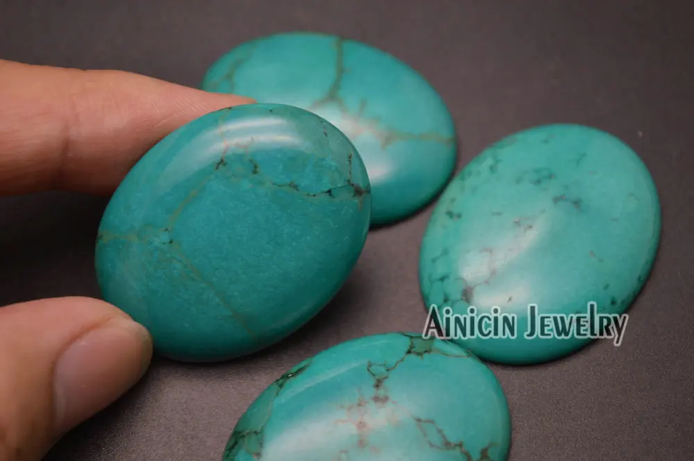 

10pcs Green Color Natural Green Stone 28x35mm Oval Shape Inlay Ring Surface DIY Jewelry Making Materials Beads