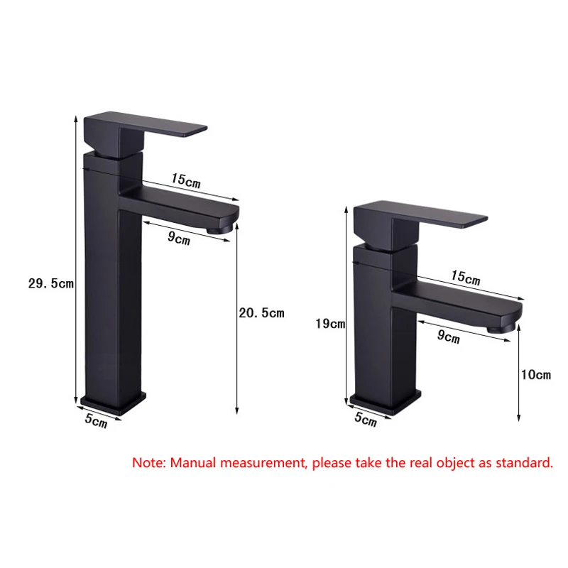 SUS Stainless Steel Economic Black Bathroom Sink Faucet Modern Square Lavatory Basin Mixer Taps B3323 | Обустройство дома