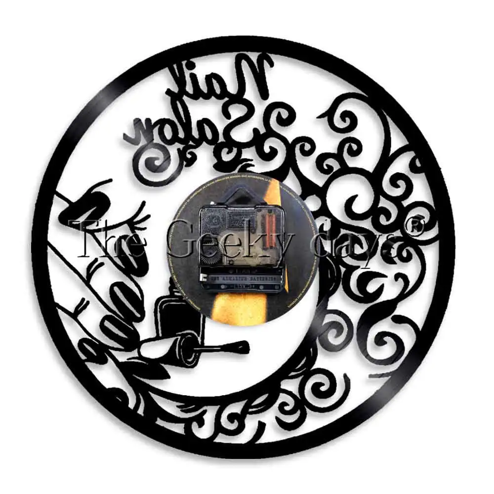 Модные маникюрный салон магазин бизнес знак виниловая запись настенные часы