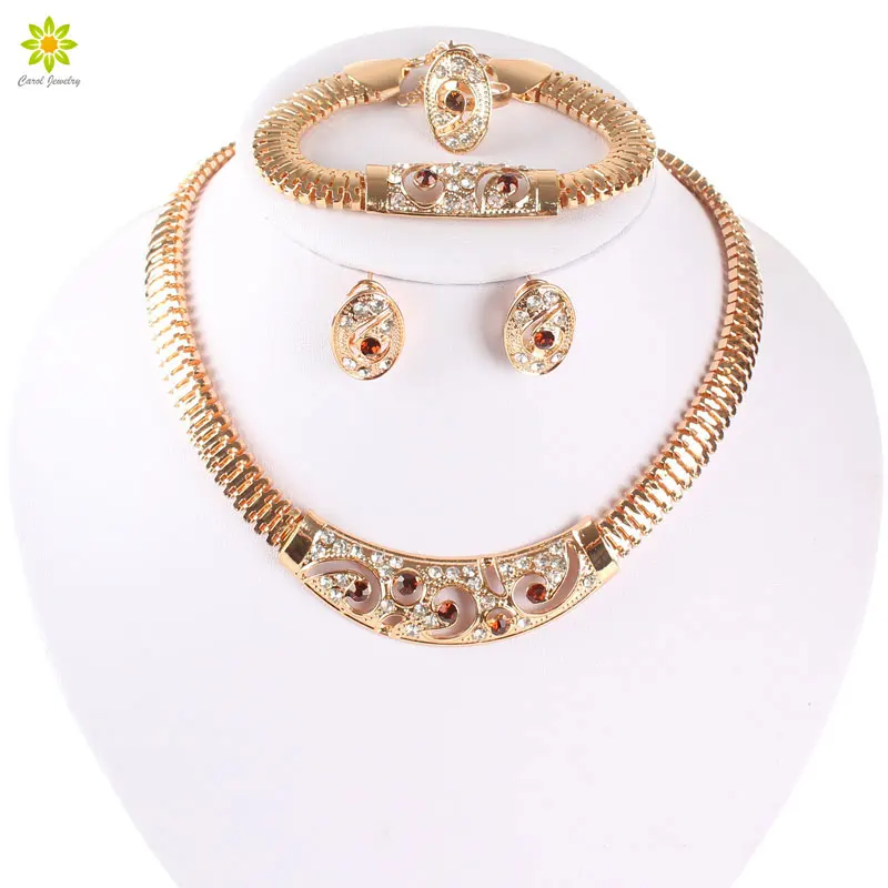 Женские Ювелирные наборы с коричневыми бусинами и воротничком изысканные