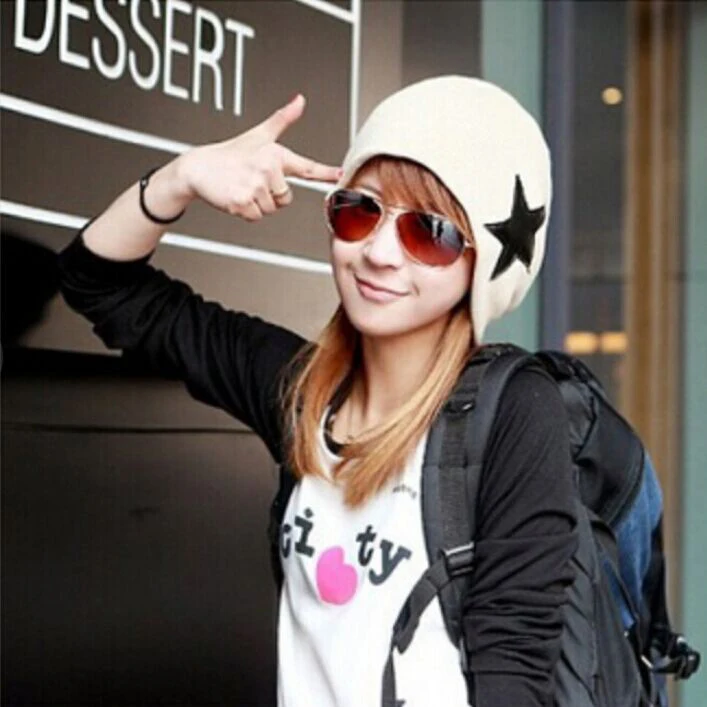 1 шт. 2016 модная Корейская вязаная шапка с пятиконечными звездами мужская и