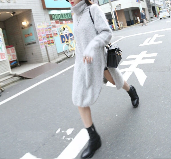 Новинка 2019 теплое плотное кашемировое пальто из натуральной норки водолазка