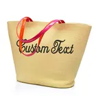 Женская пляжная соломенная сумка с вышивкой и логотипом на заказ