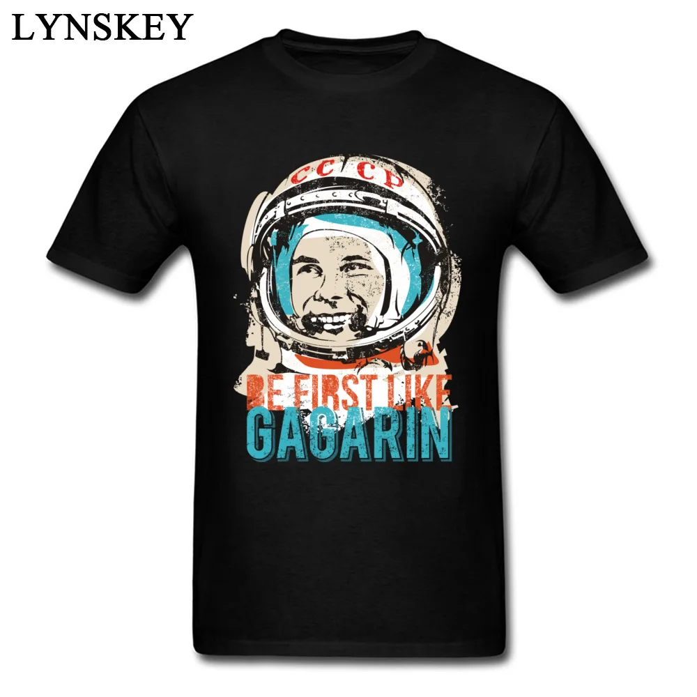 Новинка 2018 мужские рубашки Be First Like Gagarin Подростковая футболка черного цвета с