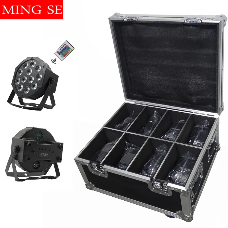 8 шт. 12 Вт светодиодные лампы бусины 12x12 Вт led Par огни RGBW 4в1 плоский par led dmx512 Диско Огни студийное диджейское оборудование с футляром