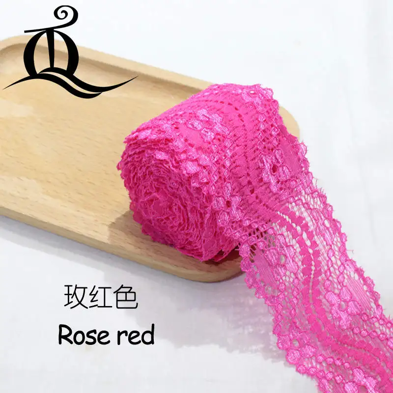 rose red 5 Ярд 5,5 см аксессуары для одежды изысканные 24 разных цвета кружева качественная ткань кружева с эластичным кружевом шириной 8 см эластичное кружево, лента - Цвет: rose red
