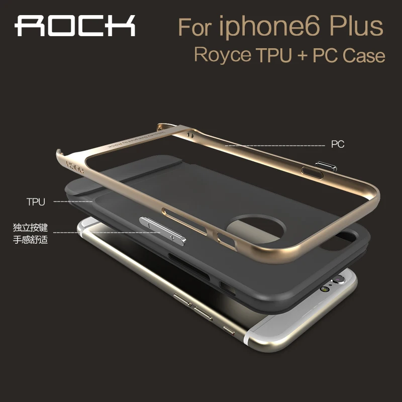Для iphone 6 6s plus 5,5 чехол с рамкой, чехол на заднюю панель, роскошный чехол, Rock royce tpu+ pc Прозрачный чехол для iphone 6 6s plus, чехол