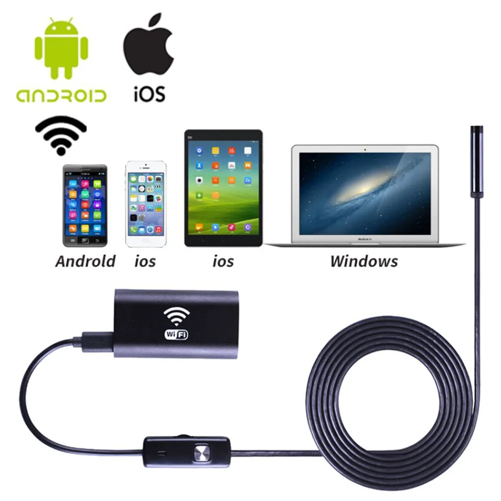 8 мм Объектив Wifi эндоскоп HD камера для Android Iphone 1 м 3 5 водонепроницаемый Змеиный