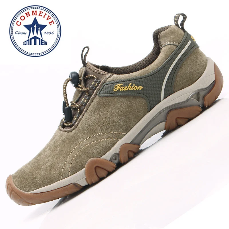 Мужские уличные Трекинговые ботинки высококачественные дышащие из натуральной