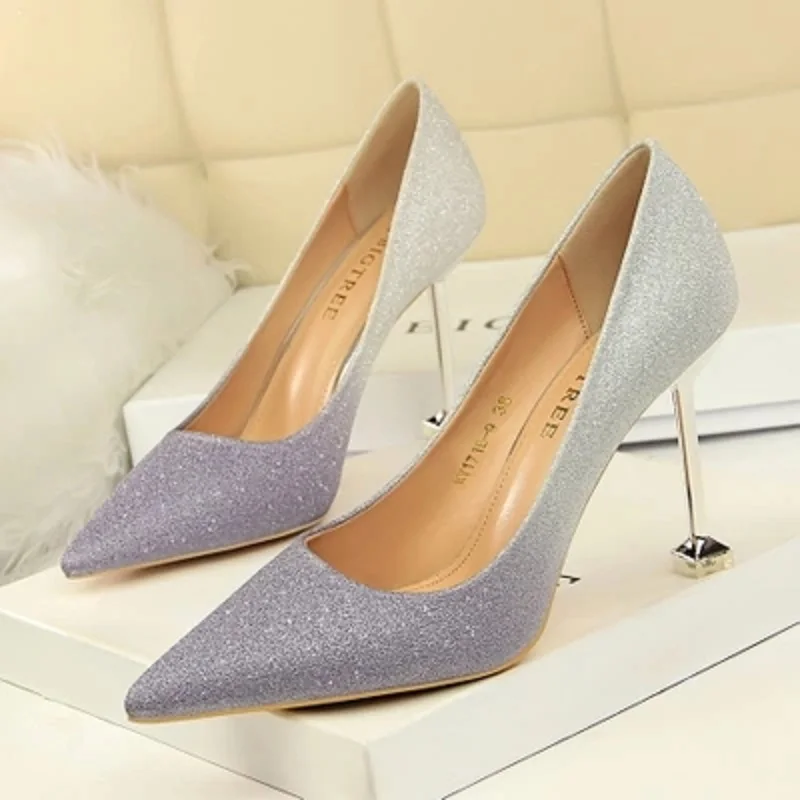 High-heeled shoes women's fine with 2018 new wild Korean version of the spring pointed fashion sexy wedding shallo | Обувь