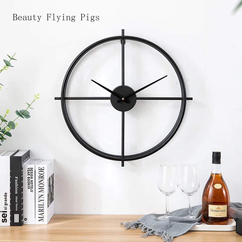 Modern silent wall clock living room bedroom quartz home decoration clocks light luxury metal wrought iron clock free shipping