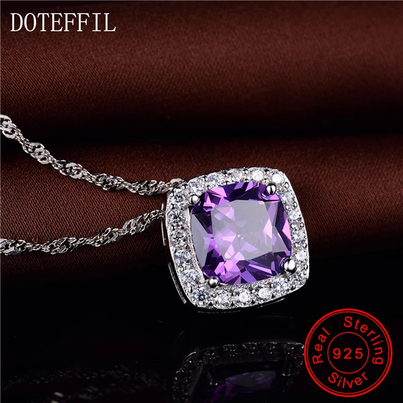 Женское Ожерелье из стерлингового серебра 925 пробы новинка мерцающее фиолетовое