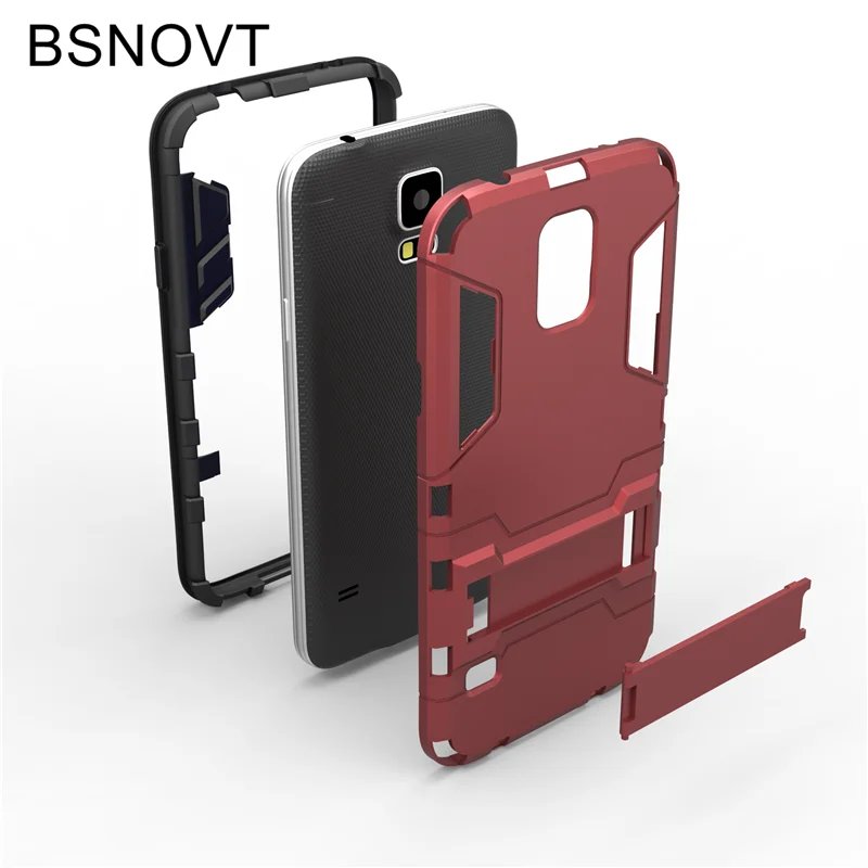 For Samsung Galaxy S5 Case Silicone + Plastic Kickstand Anti-knock Bumper Cover i9600 |