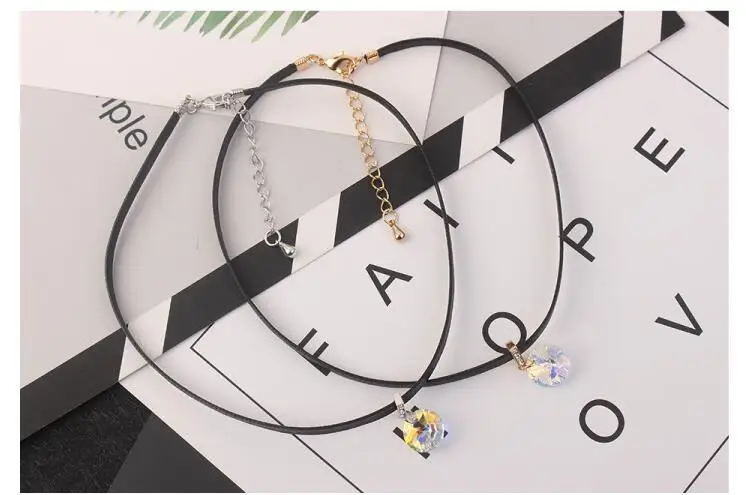 Labekaka колье с кожаной веревкой, украшенное кристаллами Swarovski, уникальные вечерние ювелирные изделия с цепочкой для коктейлей