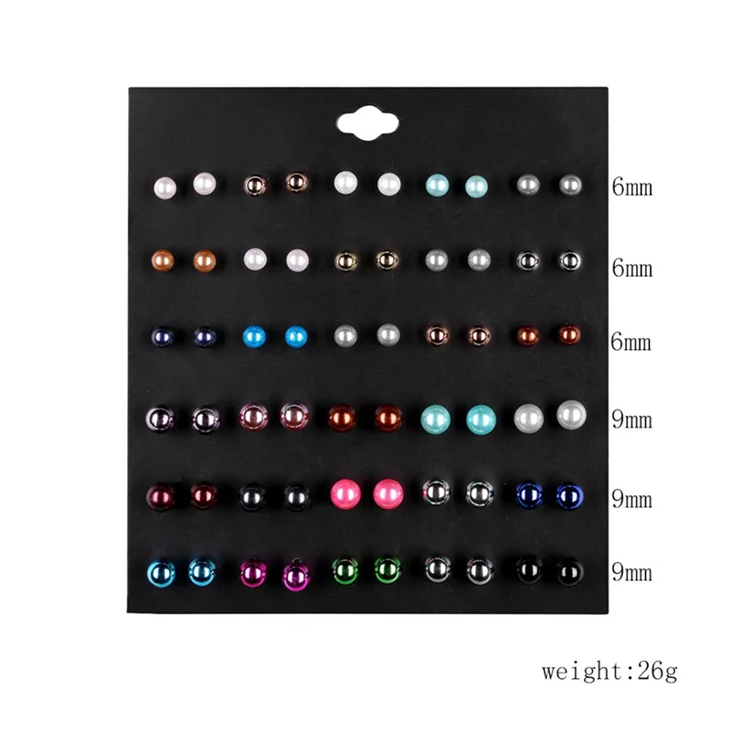 PINKSEE 30 пар/компл. серьги гвоздики классические круглые металлические с имитацией