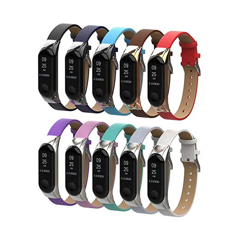 Модный кожаный смарт браслет для Xiaomi mi band 3 аксессуары Band сменный спортивный