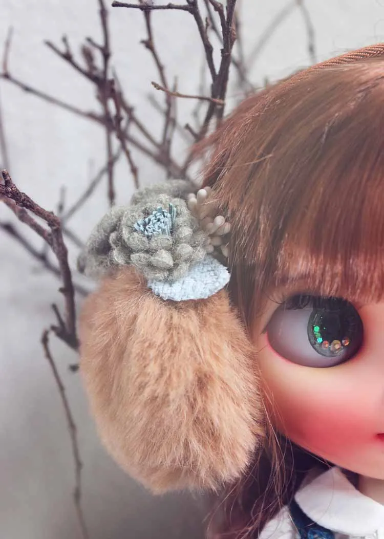 Новинка 1 шт. зимние наушники в виде цветов коричневые для кукол Blyth Holala 1/6