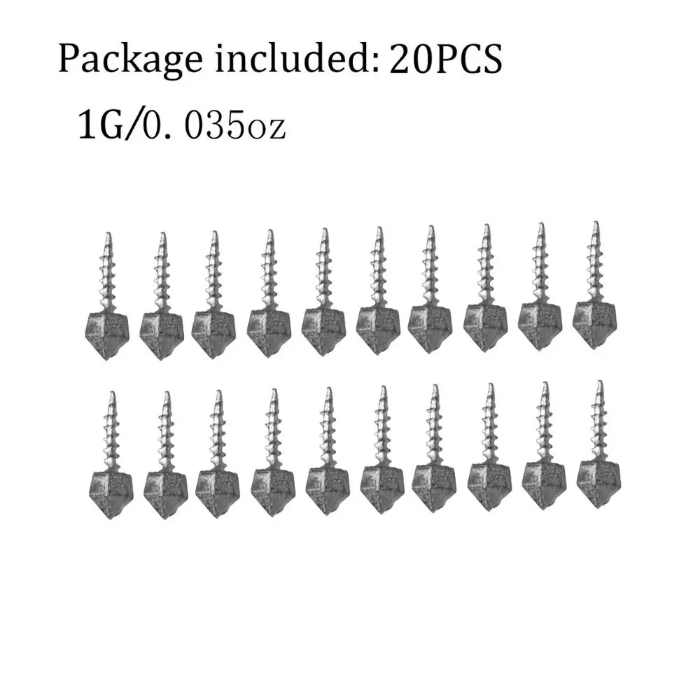 20pcs 1g(0.035oz) 20 шт., 1 г, 1,5 г, 3 г, свинцовые вставки, вес для вниз, дропшиппинг, черви, вес для ногтей, грузила, вставка для мягкой приманки, снасти для ловли окуня - Цвет: 20pcs 1g(0.035oz)