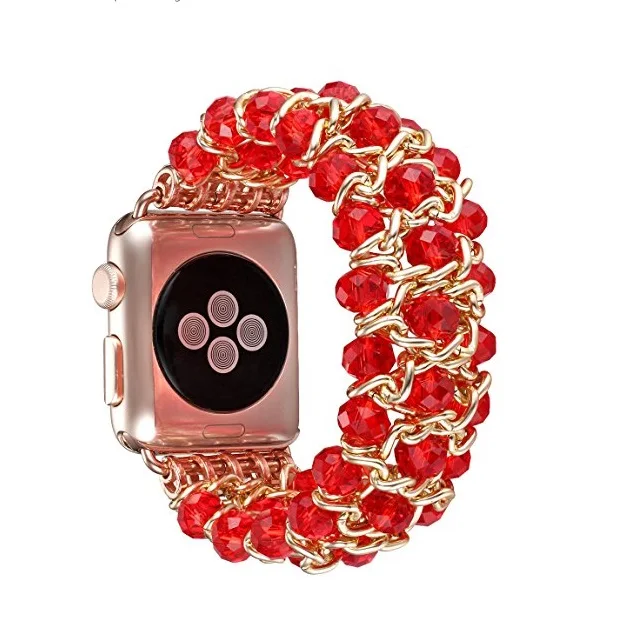 Искусственные Криста Apple Watch шикарный ретро Кристалл бисера эластичные iwatch