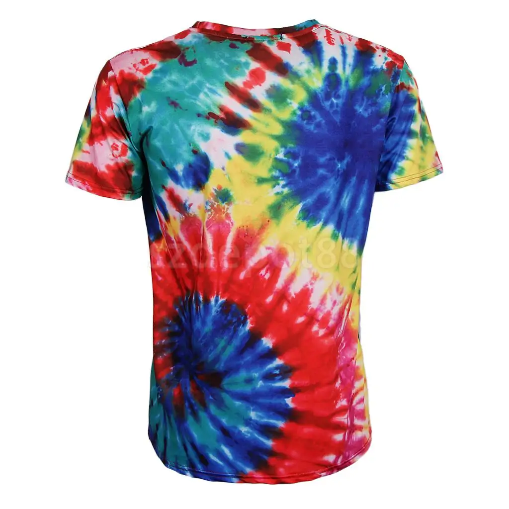 Тропический стиль Tie Dye Graphic футболка с короткими рукавами Повседневные Топы Рубашки в стиле хиппи для молодежи и мужчин