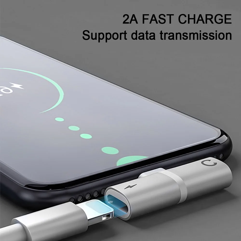 Аудиоадаптер 2 в 1 для iphone X 8 Plus XS IOS 11 12 зарядных мини преобразователей разъем