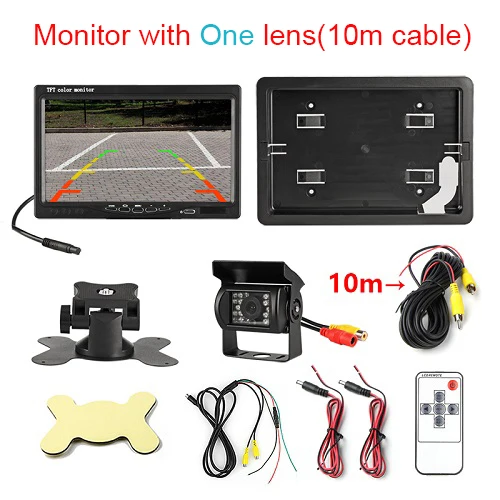 Monitor with 1 lens Jansite " TFT lcd проводной HD автомобильный монитор дисплей камера s камера заднего вида парковочная система для автомобиля заднего вида монитор применимый грузовик - Цвет: Monitor with 1 lens