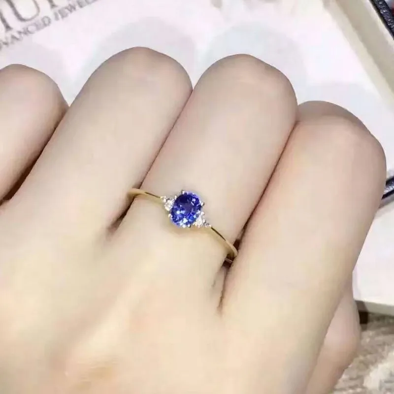 Женское кольцо из 100% настоящего циркония изысканное с голубым драгоценным