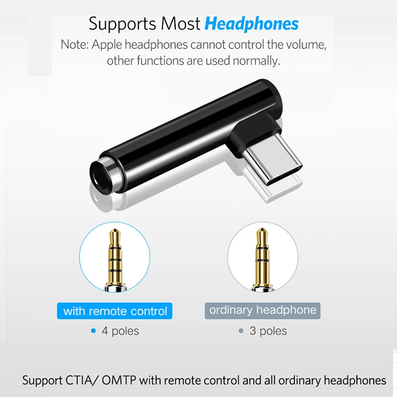 USB C адаптер для наушников type male до 3 5 мм Jack female AUX аудиокабель конвертер Xiaomi 6 Letv 2 pro