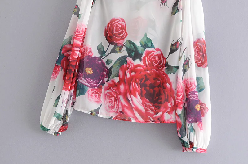 Весна новое поступление 2019 для женщин Мода Роза цветочный принт блузка рубашки