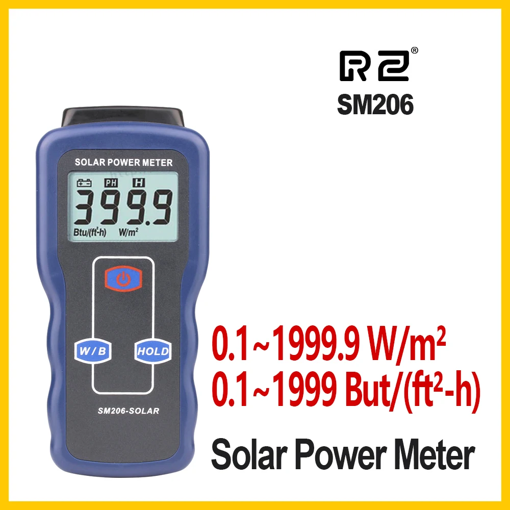 RZ Solar Power Meter Licht Meter Solar Strahlung Tester Optische Solar Forschung Glas Licht Intensität Daten Peak-Hold SM206